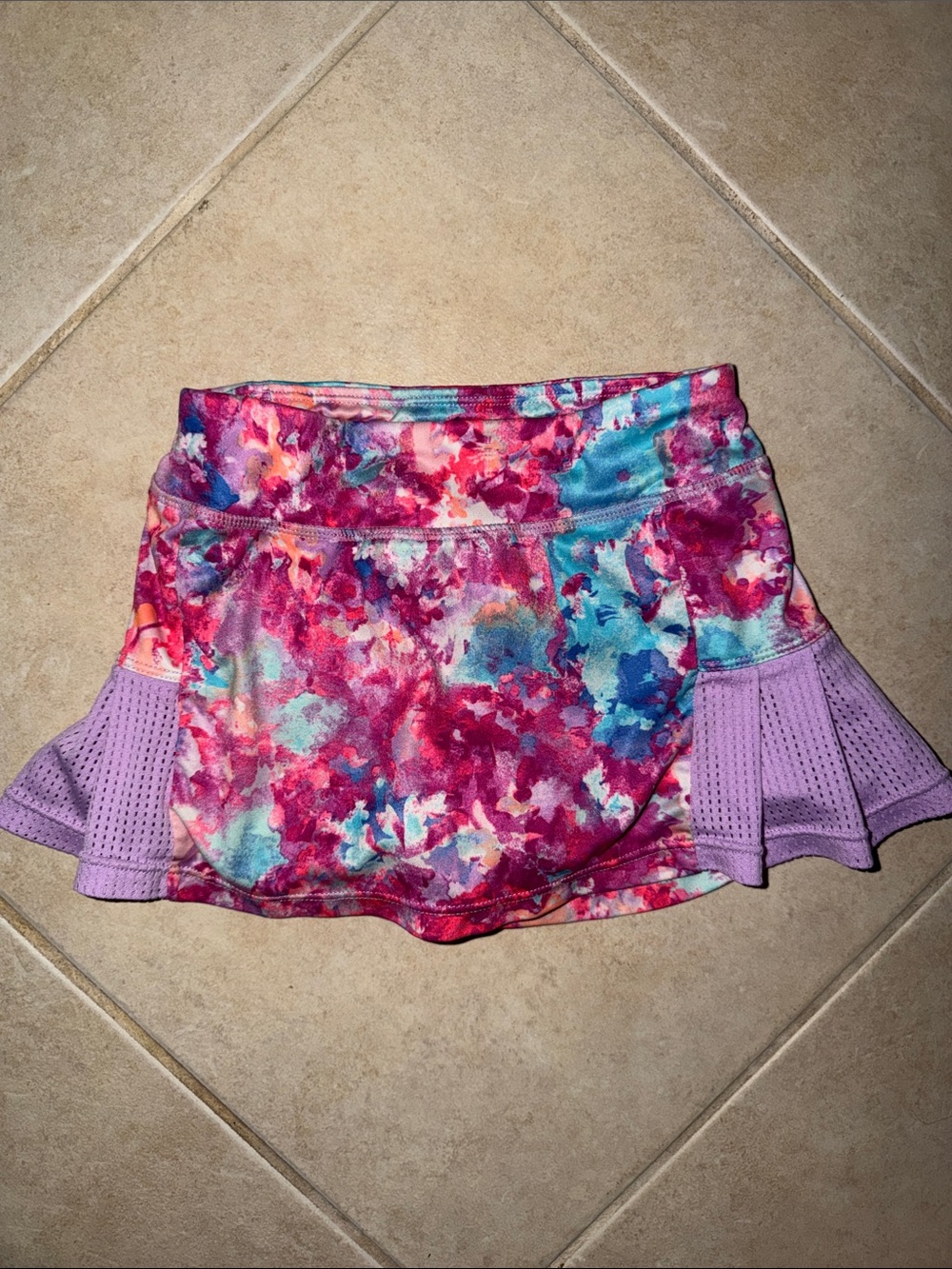 Champion Multicolor Floral Mini Skort with Lavender Ruffles size 6/6x